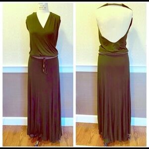 Arden B Maxi Halter Dress Low Back Green Small